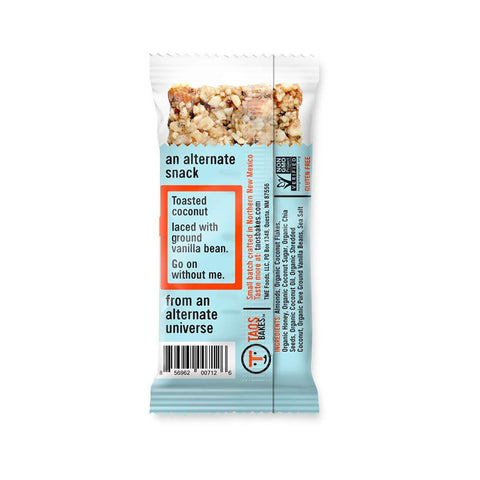 Taos Bakes Bars / Toasted Coconut & Vanilla Bean (Box of 12, 1.8oz Bakes)