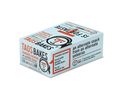 Taos Bakes Bars / Toasted Coconut & Vanilla Bean (Box of 12, 1.8oz Bakes)