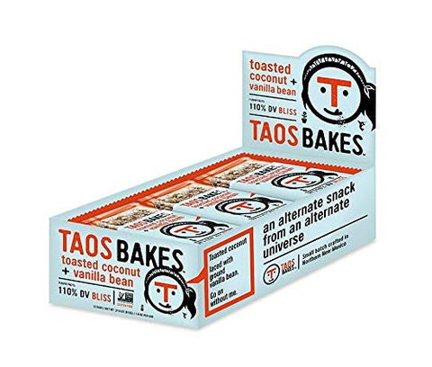 Taos Bakes Bars / Toasted Coconut & Vanilla Bean (Box of 12, 1.8oz Bakes)